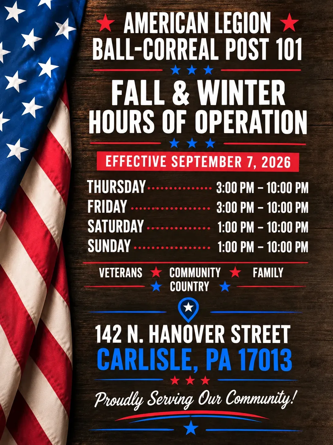Fall and Winter Hours